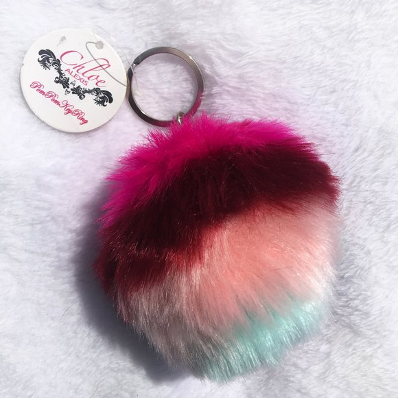 Chloe Alexis Accessories - PICK 2 for $20 SALE - Pom Pom Keychain Blue Neon Pink Red Fuzz Ball